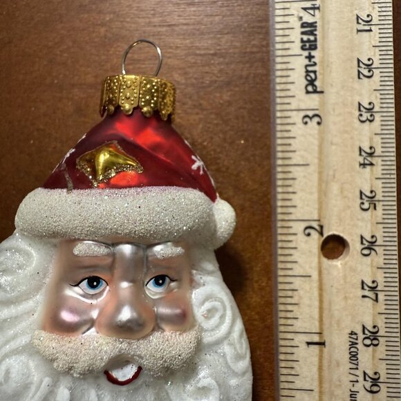 Vintage UT Santa Claus Christmas Tree Ornament Glass Hand Painted Y2K Glitter - Picture 4 of 4